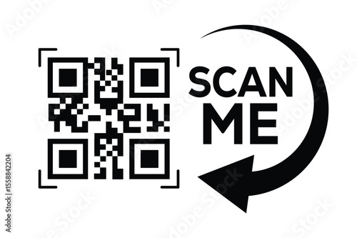 Scan QR code icon. Digital scanning qr code. QR code scan for smartphone. Scan Here text on top of the qr code