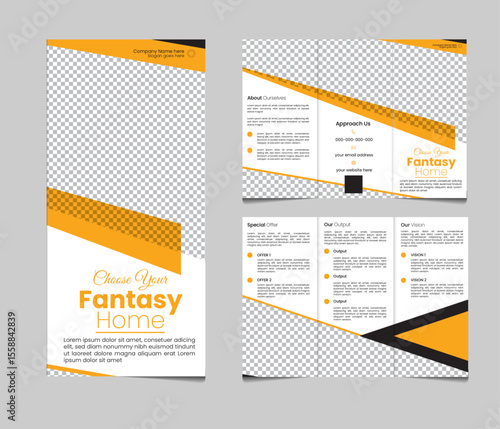 Modern Creative Tri-fold Brochure template vector design for real estate agency