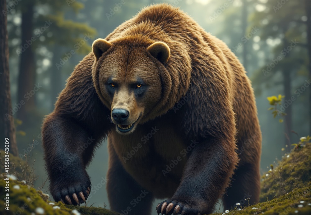Obraz premium Brown Bear in Forest Setting