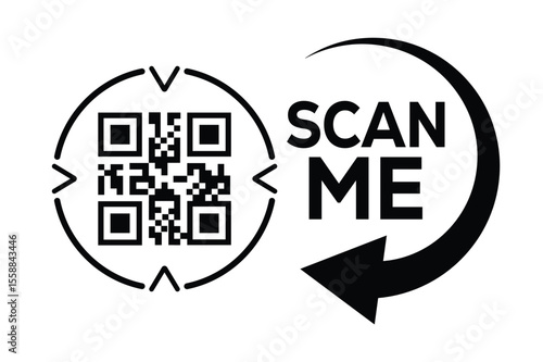 Scan QR code icon. Digital scanning qr code. QR code scan for smartphone. Scan Here text on top of the qr code
