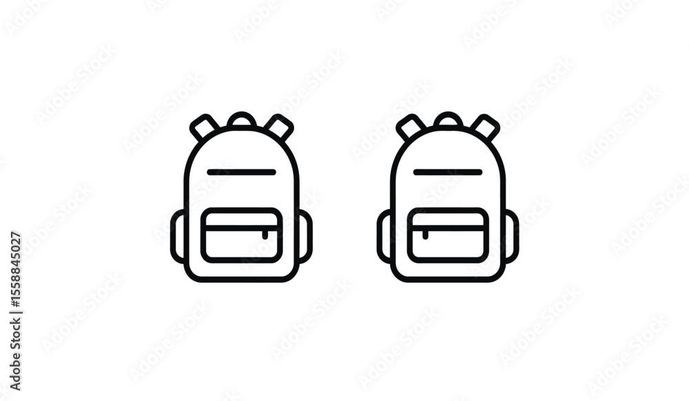 Obraz premium Backpack icons set in solid black and stroke line style