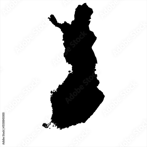 Finland Map - black World Map International vector template with High detailed isolated on white background - Vector