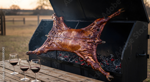 Fototapeta Naklejka Na Ścianę i Meble -  Savory Smoked Goat Exquisite Food Photography of Texas Cabrito
