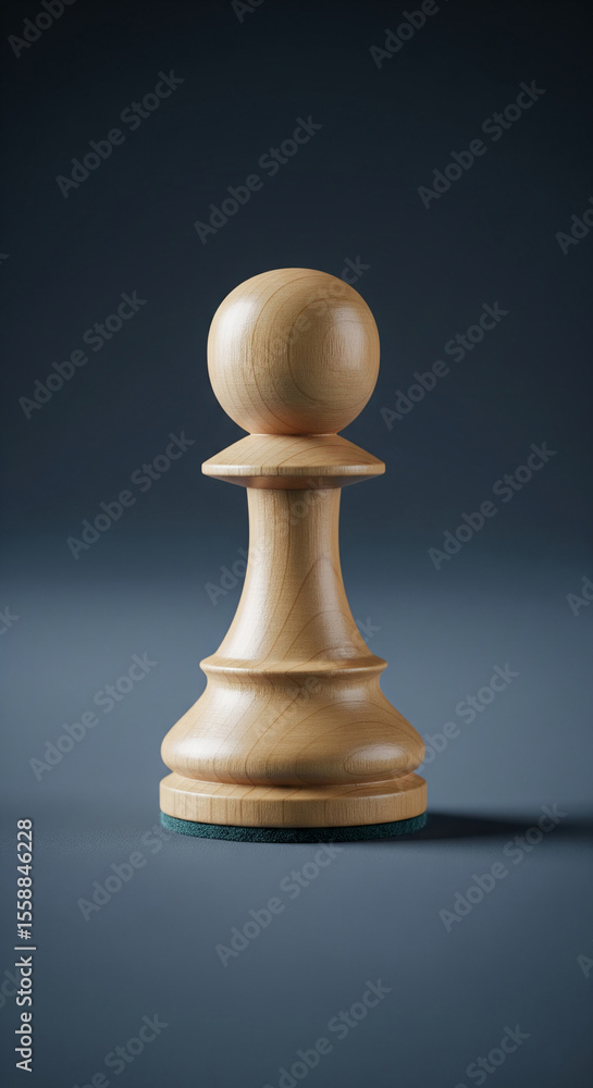 Light-brown wooden chess pawn on dark-grey background, showcasing a minimalist design, symbolizing strategy, planning, and game theory Light-brown wooden chess pawn on dark-grey background, showcasing a minimalist design, symbolizing strategy, planning, and game theory