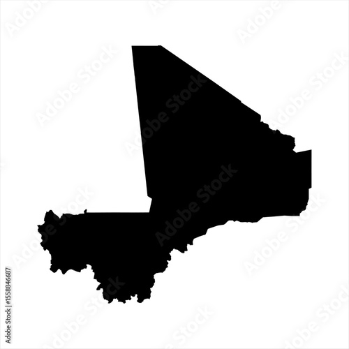 Mali Map - black World Map International vector template with High detailed isolated on white background - Vector