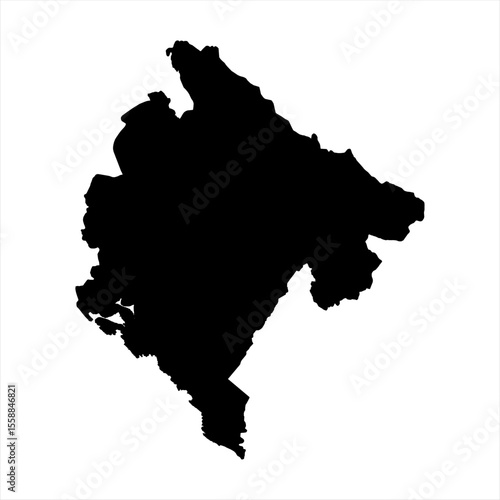 Montenegro Map - black World Map International vector template with High detailed isolated on white background - Vector