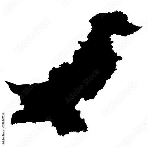 Pakistan Map - black World Map International vector template with High detailed isolated on white background - Vector