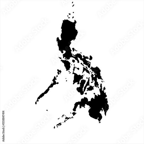 Philippines Map - black World Map International vector template with High detailed isolated on white background - Vector