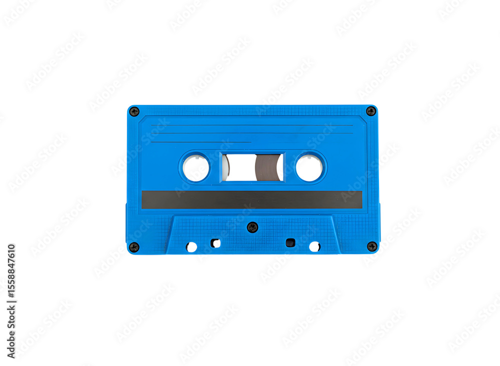 Fototapeta premium Vintage audio cassette tape with label isolated on transparent background