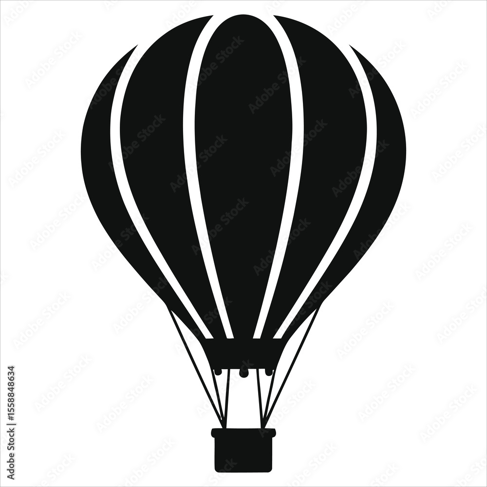 Obraz premium A black hot air balloon silhouette isolated on white background