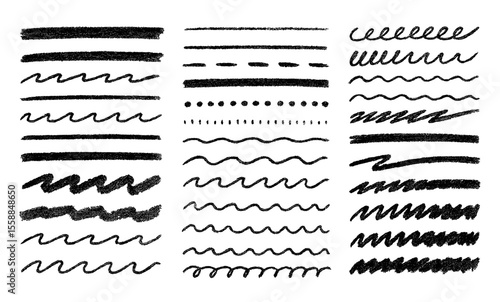 Pencil line chalk brush crayon underline scribble sketch vector doodle. Pencil crayon charcoal hand drawn doodle scratch grunge.