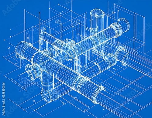 Technical blueprint of piping