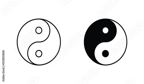 Yin Yang icon set. Symbol of harmony and balance
