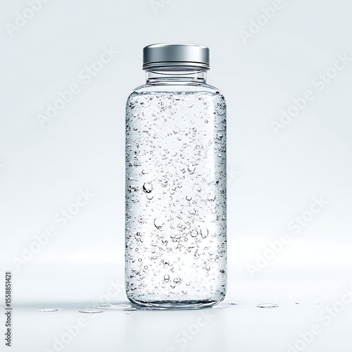Clean Living Concept with Glass Water Bottle