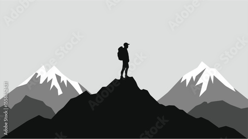 silhouette of a man on a mountain