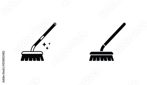 Broom icons in solid black and outlined style