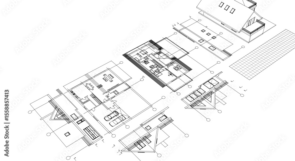 house architecture plan 3d illustration
house architecture plan 3d illustration