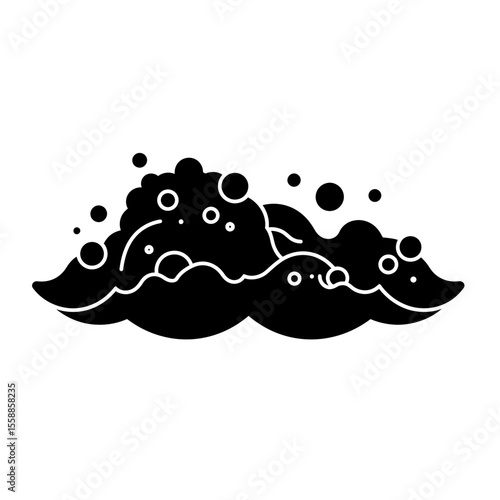 Illustration of a black and white foam or bubbles silhouette