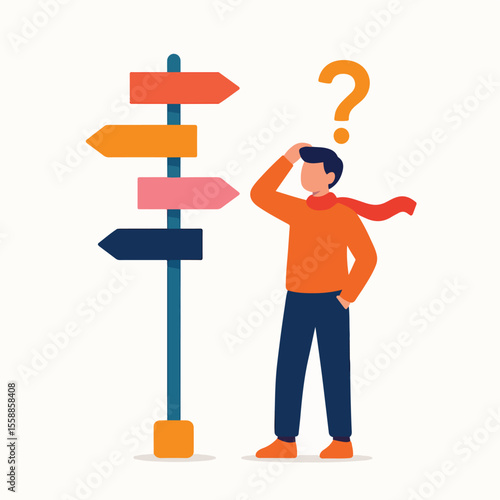 character vector of a confused person making a decision