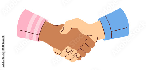 International diverse shaking hands cartoon