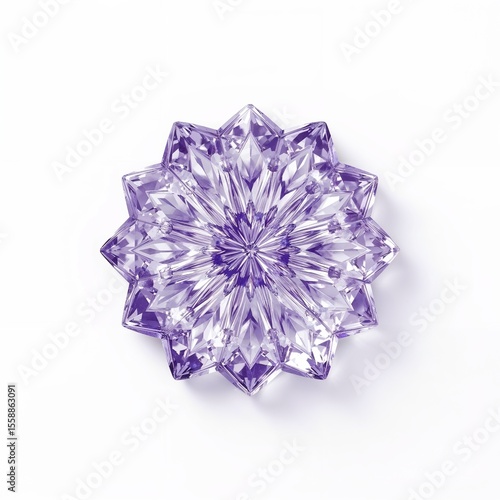 Lavender flower crystal glass design for 3D on plain white background