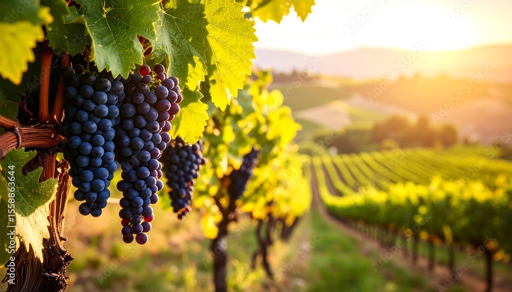 Fototapeta premium Vineyard at sunset (1)