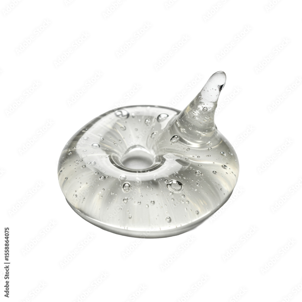 Clear, viscous craft glue blob, perfectly transparent with sharp contours, wet and static, isolated on a seamless transparent background, studio macro 3/4 view, concept of material purity and clarity Clear, viscous craft glue blob, perfectly transparent with sharp contours, wet and static, isolated on a seamless transparent background, studio macro 3/4 view, concept of material purity and clarity