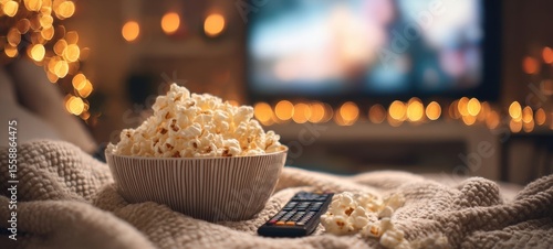 The cozy bowl of popcorn ready for an entertaining movie night.