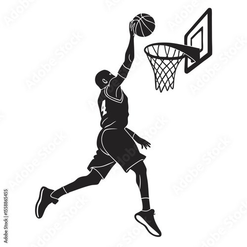 Basketball Player Slam Dunk Silhouette