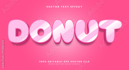 Donut 3d editable text effect Template Suitable for dessert style