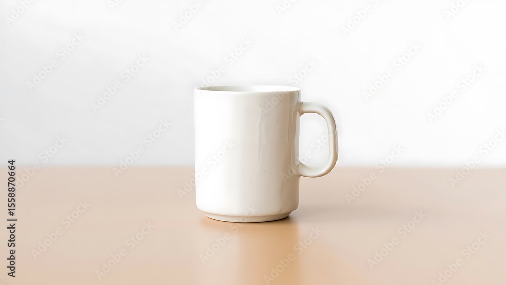 Simple White Mug on Wooden Table Clean Minimalist Design Simple White Mug on Wooden Table Clean Minimalist Design