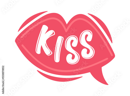 Kiss speech bubble lips frame