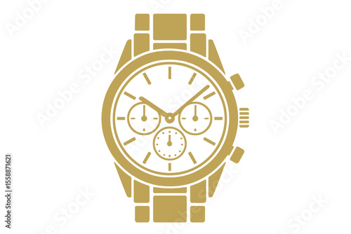 Modern gold watch design featuring chronograph functions and sleek bracelet style for stylish everyday wear