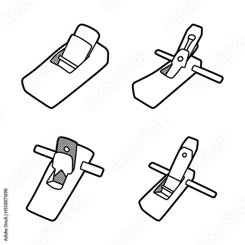 four pictures of simple non-electric wood planers