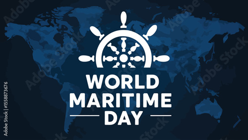 World Maritime Day Poster Flat Vector Image Illustration