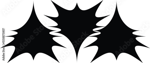 Abstract black spiky shapes design element