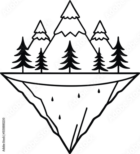 Volcano Mountain with Floating Island