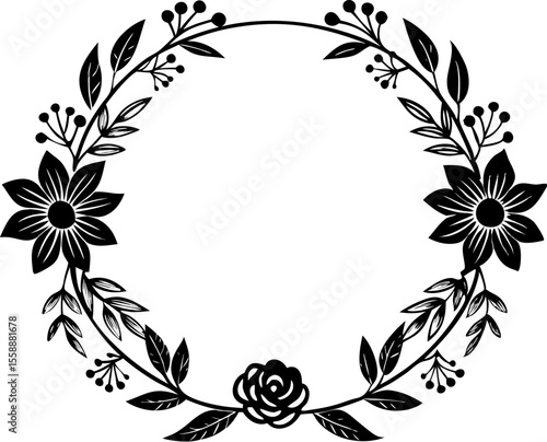 vector floral frame with flowers Elegant Floral Frame Line Art Collection