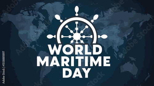 Modern Flat Vector Poster of World Maritime Day with Ship and Sea Elements