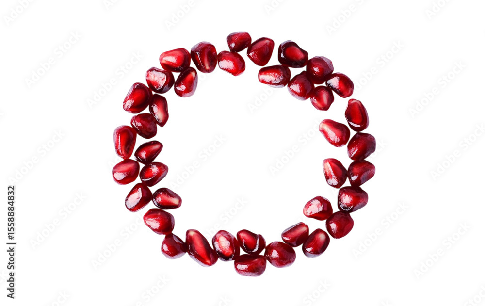 Obraz premium fresh red pomegranate seeds arranged on a transparent background isolated on transparent background