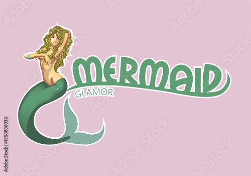 vector illustration glamor mermaid