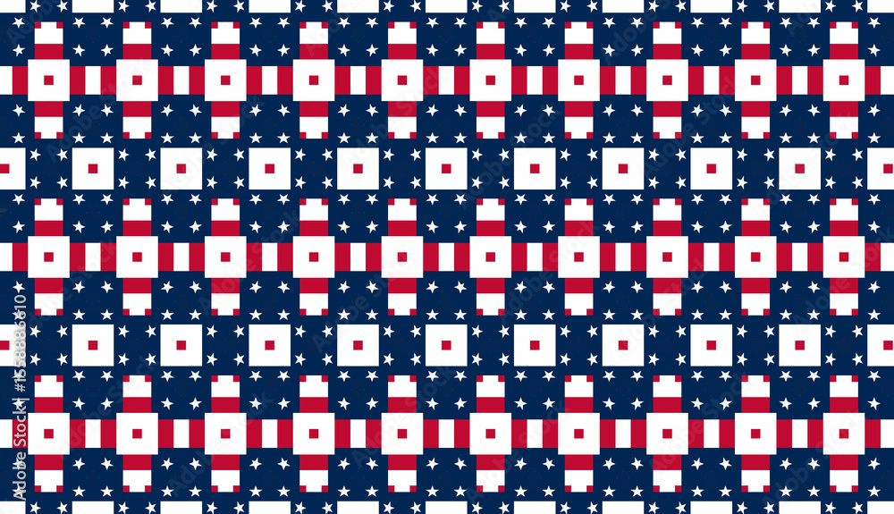 Fototapeta premium seamless pattern with flags of usa, USA abstract background, flag stars reinterpretation.