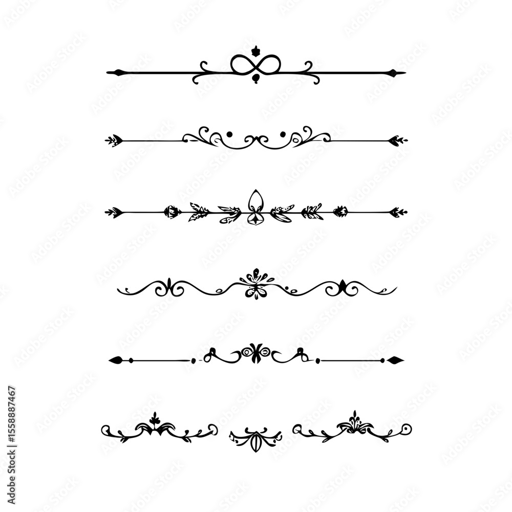 Gold text dividers doodle set. Wedding decorative elements. Divider ornament, borders, floral, vintage line separators. Hand drawn vector illustration isolated on white background. Set page dividers.
Gold text dividers doodle set. Wedding decorative elements. Divider ornament, borders, floral, vintage line separators. Hand drawn vector illustration isolated on white background. Set page dividers.