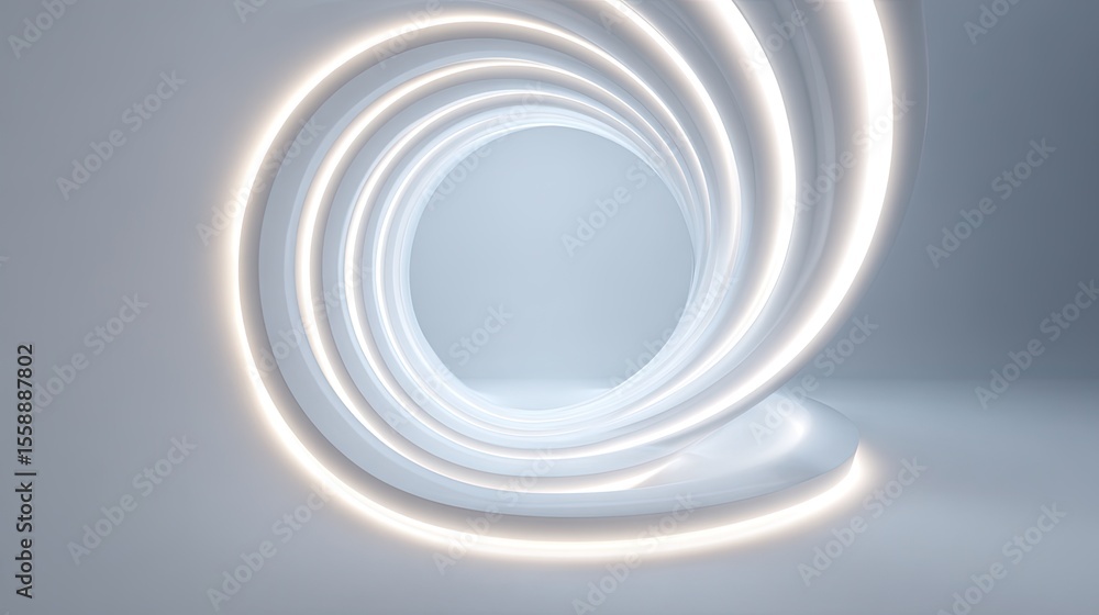 Obraz premium Abstract circular tunnel with soft light in smooth white background