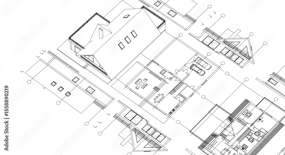house architecture plan 3d illustration house architecture plan 3d illustration