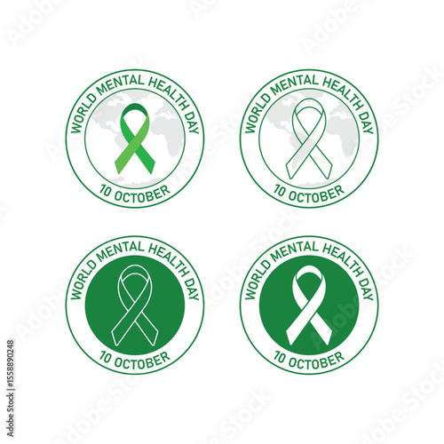 World Mental Health Day Badge Icon Set Vector Design.