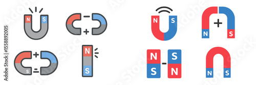Illustration of various magnet types and their interactions during a physics lesson on magnetism concepts for students