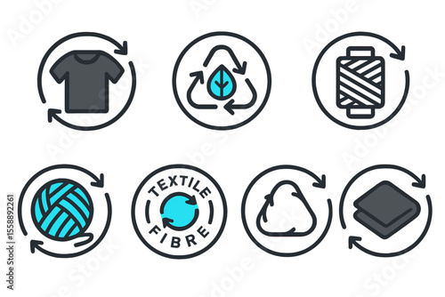 Symbols representing textile recycling and sustainable fabric practices aimed at promoting eco-friendly fashion choices