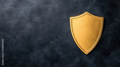 Golden Shield on Dark Background: Protection, Security, and Safety