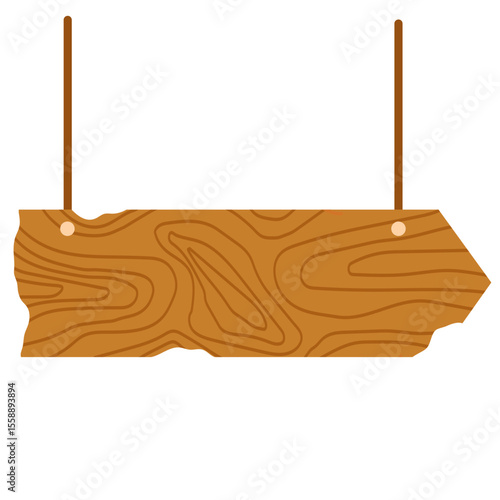 Hanging Wooden Sign On A Transparent Background